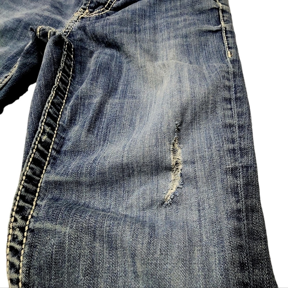 Bke Blue Jeans Distressed Y2K 90's Pants Bootcut Size 28 - Picture 9 of 12